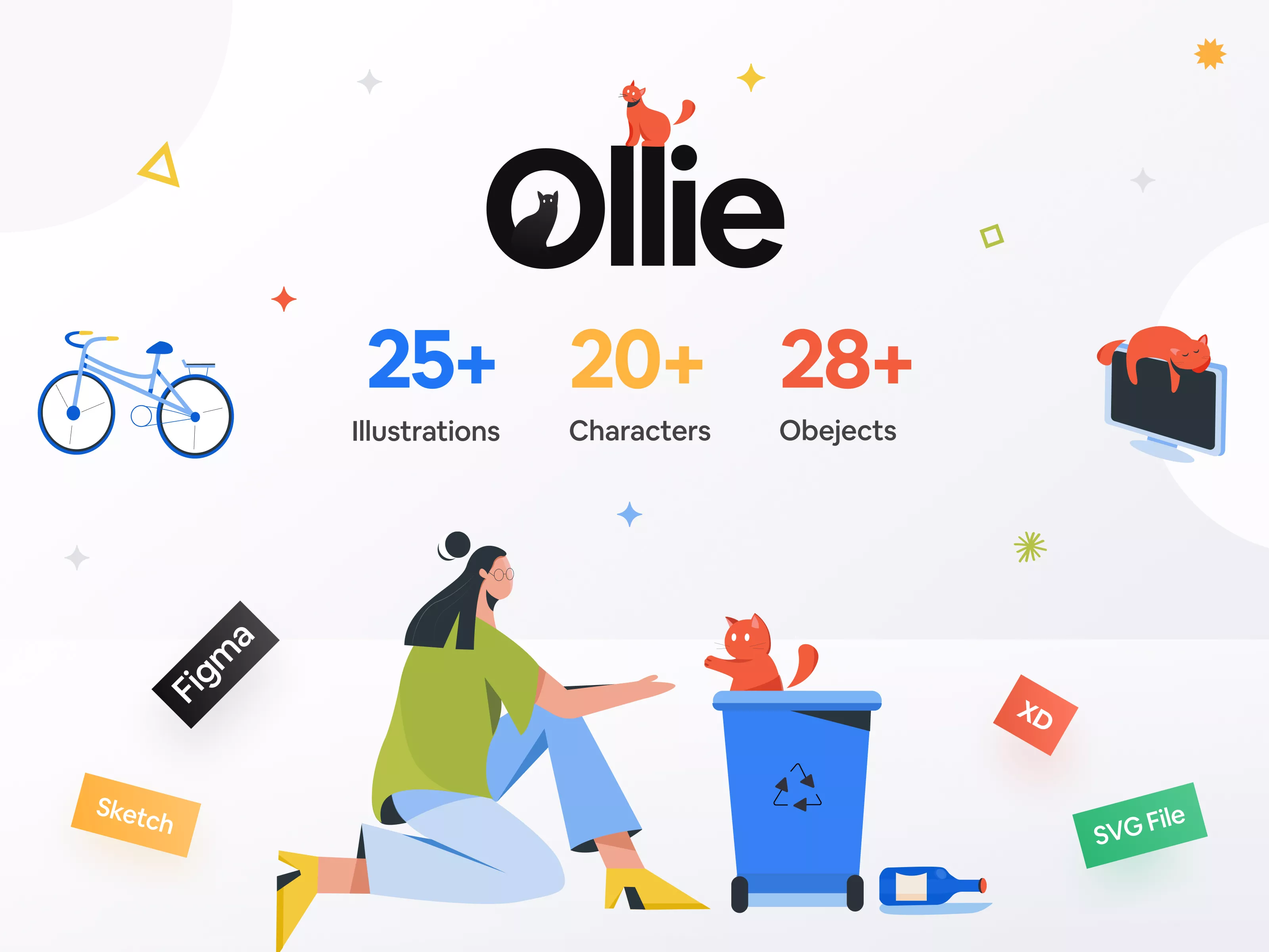 Ollie Cat Illustration Pack