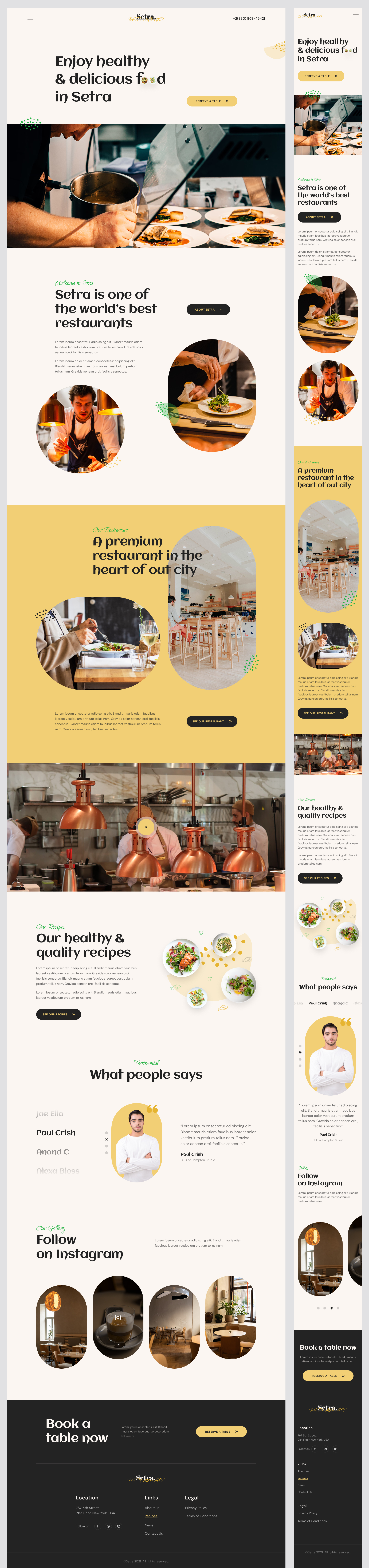 Setra ~ Restaurant Website Design